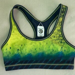 Active Tie-Dye Green & Blue Racerback Sports Bra